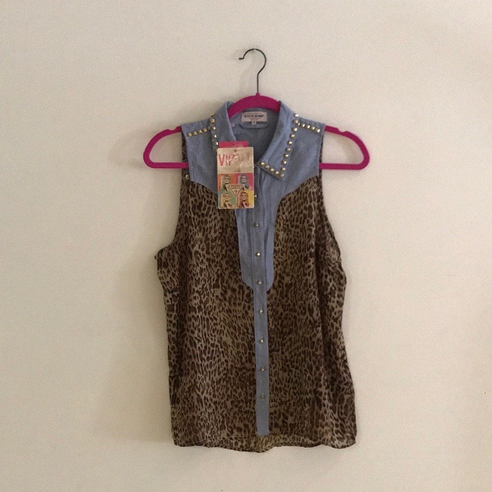Guess Sleeveless Studded Button Down Shirt - New!!
